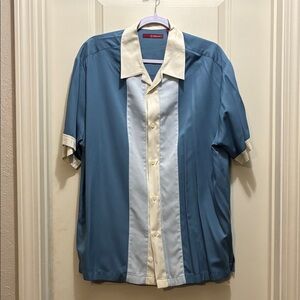 Sobrino Blue and Cream vintage large Shirt